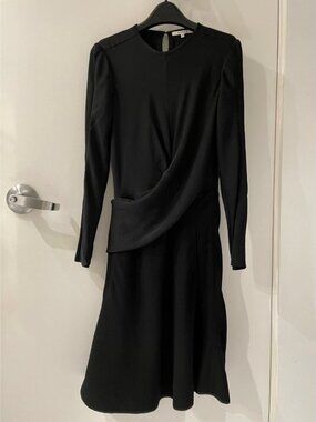 Elegant Carven Black Dress with Wool Skirt